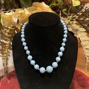 Vintage Baked Beads Blue Necklace
